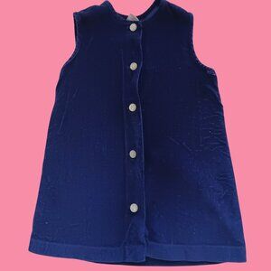 Vintage 1970's Girls sz 5 Corduroy Sears Navy Blue Tunic Dress Button-Up
